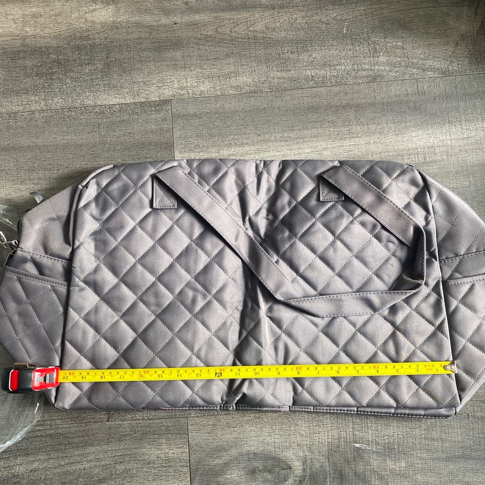 gray duffle bag